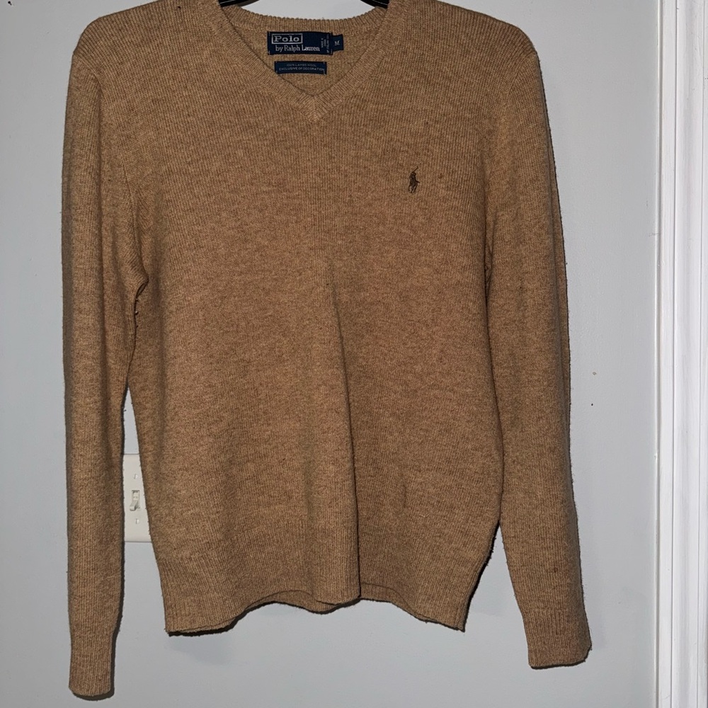 Ralph Lauren V-Neck Sweater in Camel Brown
